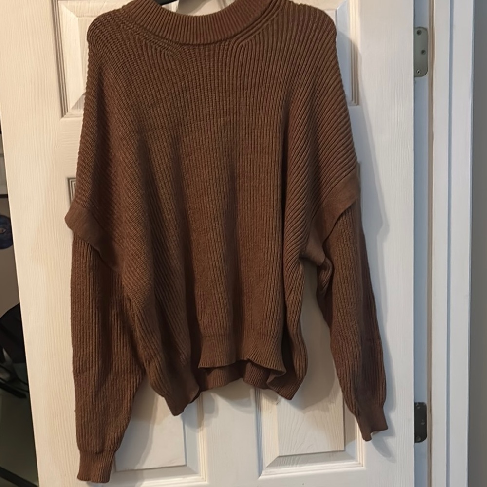 Terra & Sky Brown Cowl Neck Sweater